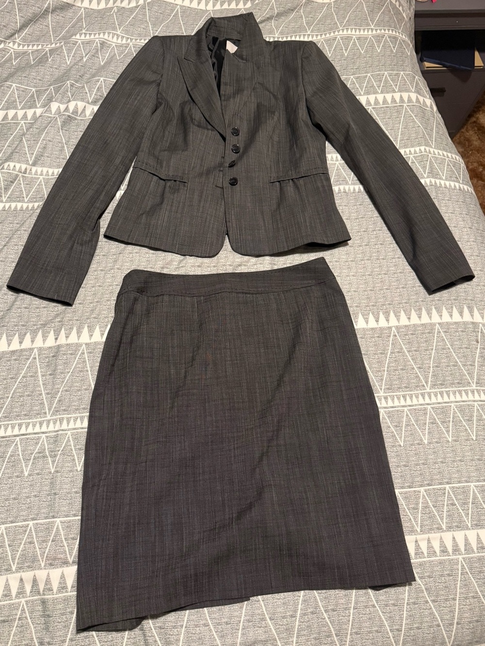 Nordstrom Hallogen Charcoal Pinstripe Skirt Suit Set
